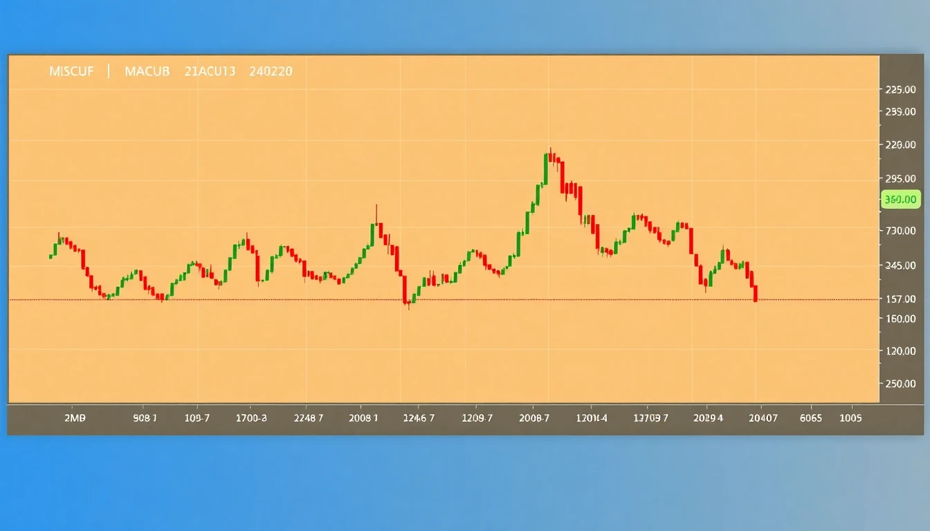 Beispielchart, der den MACD-Indikator mit MACD-Linie, Signallinie und Histogramm zeigt.