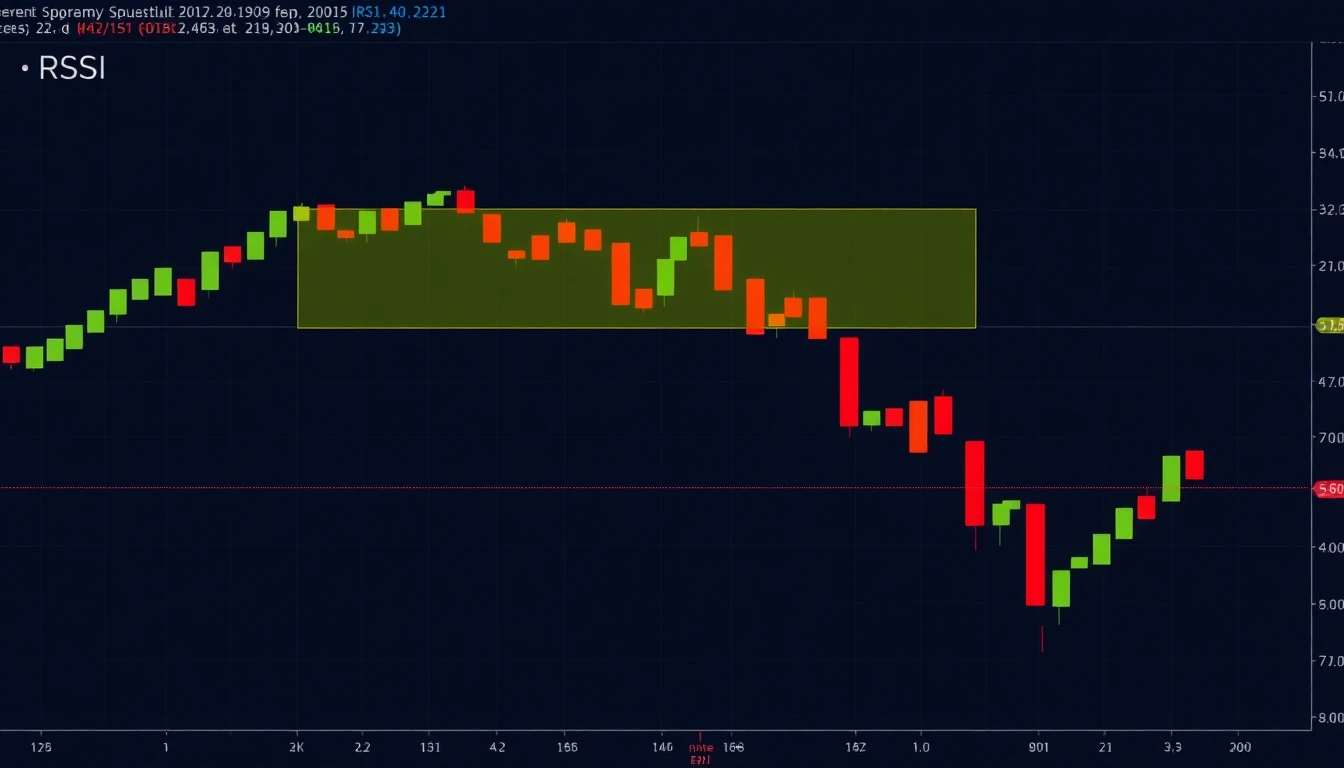 Beispielchart, der den RSI-Indikator unter einem Candlestick-Chart zeigt.