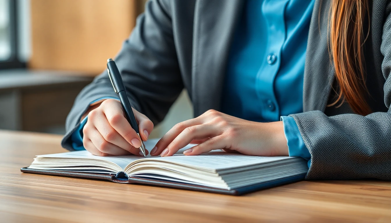 Person schreibt in ein Notizbuch, um eine Entscheidung zu treffen.